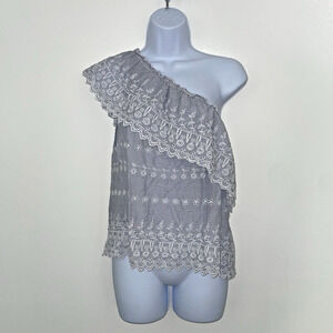 American Eagle Womens Large Asymmetrical One-Shoulder Top Eyelet Cottagecore